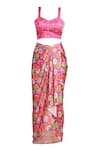 Gulabo by Abu Sandeep_Pink Modal Satin Digital Printed Diamond Geometric Sarong Skirt  _at_Aza_Fashions