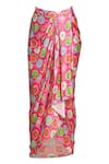 Buy_Gulabo by Abu Sandeep_Pink Modal Satin Digital Printed Diamond Geometric Sarong Skirt  