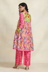 Shop_Gulabo by Abu Sandeep_Pink Chanderi Digital Printed Diamond V Neck Kurta  _at_Aza_Fashions