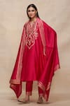 Buy_Gulabo by Abu Sandeep_Pink 100% Pure Chanderi Silk Embellished Gota Embroidered A-line Kurta  _Online_at_Aza_Fashions