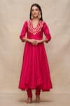 Buy_Gulabo by Abu Sandeep_Pink Chanderi Plain Solid Churidar  _at_Aza_Fashions