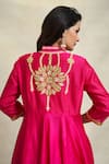 Gulabo by Abu Sandeep_Pink Chanderi Embroidered Gota Notched Anarkali  _at_Aza_Fashions