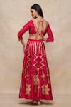 Shop_Gulabo By Abu Sandeep_Pink Chanderi Embroidered Gota V Neck Border Blouse _at_Aza_Fashions