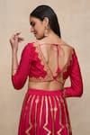 Gulabo By Abu Sandeep_Pink Chanderi Embroidered Gota V Neck Border Blouse _Online_at_Aza_Fashions