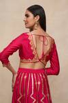 Buy_Gulabo By Abu Sandeep_Pink Chanderi Embroidered Gota V Neck Border Blouse _Online_at_Aza_Fashions