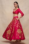 Buy_Gulabo by Abu Sandeep_Pink Chanderi Embroidered Gota Lehenga  _at_Aza_Fashions