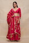 Gulabo by Abu Sandeep_Pink Chanderi Embroidered Gota Lehenga  _at_Aza_Fashions