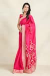Shop_Gulabo By Abu Sandeep_Pink 100% Pure Chanderi Silk Embroidered Gota Border Saree  _at_Aza_Fashions