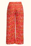 Gulabo By Abu Sandeep Red Chanderi Digital Printed Diamond Geometric Pant at Aza Fashions Gulabo By Abu Sandeep_Red Chanderi Digital Printed Diamond Geometric Pant _at_Aza_Fashions