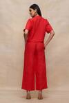 Shop_Gulabo By Abu Sandeep_Red Linen Collared Cropped Shirt _at_Aza_Fashions