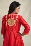 Shop_Gulabo By Abu Sandeep_Red Chanderi Embroidered Gota Mandarin Collar Work Anarkali  _Online_at_Aza_Fashions