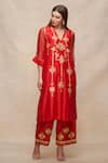 Buy_Gulabo by Abu Sandeep_Red Chanderi Embroidered Gota Work Kurta  _Online_at_Aza_Fashions