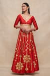 Buy_Gulabo by Abu Sandeep_Red Chanderi Embroidered Gota Geometric Pattern Lehenga  _at_Aza_Fashions