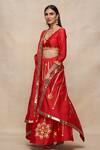 Shop_Gulabo by Abu Sandeep_Red Chanderi Embroidered Gota Geometric Pattern Lehenga  _at_Aza_Fashions