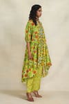 Gulabo by Abu Sandeep_Green Chanderi Printed Botanic V Neck A-line Tunic  _Online_at_Aza_Fashions