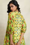 Shop_Gulabo by Abu Sandeep_Green Chanderi Printed Botanic V Neck A-line Tunic  _Online_at_Aza_Fashions