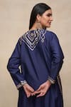 Gulabo by Abu Sandeep_Blue 100% Pure Chanderi Silk Embellished Gota Notched Tunic  _at_Aza_Fashions