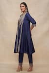 Shop_Gulabo by Abu Sandeep_Blue 100% Pure Chanderi Silk Embellished Gota Notched Gathered Kurta  _Online_at_Aza_Fashions