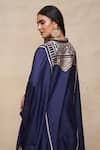 Gulabo by Abu Sandeep_Blue 100% Pure Chanderi Silk Embellished Gota Band V Kaftan  _at_Aza_Fashions