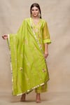 Buy_Gulabo by Abu Sandeep_Green Chanderi Embellished Gota Dupatta  _at_Aza_Fashions