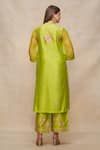 Shop_Gulabo by Abu Sandeep_Green Chanderi Embellished Gota V Neck Kurta  _at_Aza_Fashions