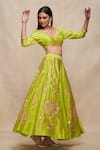 Buy_Gulabo by Abu Sandeep_Green Chanderi Embellished Gota 8 Kali Lehenga  _at_Aza_Fashions