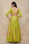 Shop_Gulabo by Abu Sandeep_Green Chanderi Embellished Gota 8 Kali Lehenga  _at_Aza_Fashions