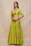 Buy_Gulabo by Abu Sandeep_Green Chanderi Embellished Gota 8 Kali Lehenga  _Online_at_Aza_Fashions