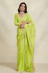 Buy_Gulabo by Abu Sandeep_Green Chanderi Embellished Gota Saree _at_Aza_Fashions