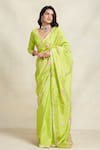 Gulabo by Abu Sandeep_Green Chanderi Embellished Gota Saree _Online_at_Aza_Fashions