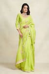 Buy_Gulabo by Abu Sandeep_Green Chanderi Embellished Gota Saree _Online_at_Aza_Fashions