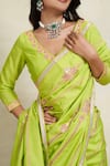 Gulabo by Abu Sandeep_Green Chanderi Embellished Gota Saree _at_Aza_Fashions