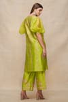 Shop_Gulabo by Abu Sandeep_Green Chanderi Embellished Gota Round Puff Sleeve Kurta  _at_Aza_Fashions