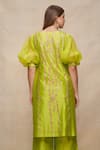 Gulabo by Abu Sandeep_Green Chanderi Embellished Gota Round Puff Sleeve Kurta  _at_Aza_Fashions