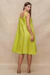 Shop_Gulabo By Abu Sandeep_Green Tie-up Straps Linen Slip Dress _at_Aza_Fashions