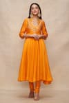 Buy_Gulabo by Abu Sandeep_Yellow Chanderi Plain Gathered Churidar  _at_Aza_Fashions