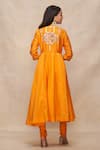 Shop_Gulabo by Abu Sandeep_Yellow Chanderi Plain Gathered Churidar  _at_Aza_Fashions