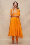 Buy_Gulabo by Abu Sandeep_Yellow Chanderi Plain Gathered Churidar  _Online_at_Aza_Fashions