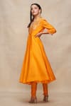 Gulabo by Abu Sandeep_Yellow Chanderi Plain Gathered Churidar  _at_Aza_Fashions