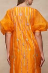 Gulabo by Abu Sandeep_Yellow Chanderi Embellished Gota Round Puff Sleeve Kurta  _at_Aza_Fashions