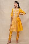 Buy_Gulabo by Abu Sandeep_Yellow Chanderi Embellished Gota Round Pintucked Tunic  _Online_at_Aza_Fashions