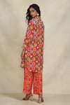 Shop_Gulabo by Abu Sandeep_Red Linen Digital Printed Botanic Pant  _at_Aza_Fashions