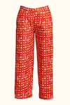 Gulabo by Abu Sandeep_Red Linen Digital Printed Botanic Pant  _Online_at_Aza_Fashions