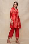 Buy_Gulabo by Abu Sandeep_Red Chanderi Embellished Gota V Neck Pintucked Kurta  _Online_at_Aza_Fashions