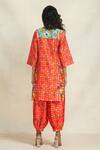 Shop_Gulabo By Abu Sandeep_Red Chanderi Digital Printed Botanic Afghani Salwar  _at_Aza_Fashions