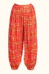 Shop_Gulabo By Abu Sandeep_Red Chanderi Digital Printed Botanic Afghani Salwar  _Online_at_Aza_Fashions