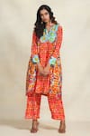 Buy_Gulabo by Abu Sandeep_Red Chanderi Printed Notched Yara Tunic  _Online_at_Aza_Fashions