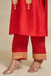 Shop_Gulabo by Abu Sandeep_Red Chanderi Embroidered Gota Straight Pant  _at_Aza_Fashions