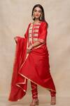 Shop_Gulabo by Abu Sandeep_Red Chanderi Embroidered Gota Dupatta  _at_Aza_Fashions
