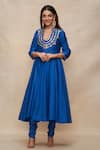 Buy_Gulabo by Abu Sandeep_Blue Chanderi Embroidered Gota Notched Anarkali  _at_Aza_Fashions